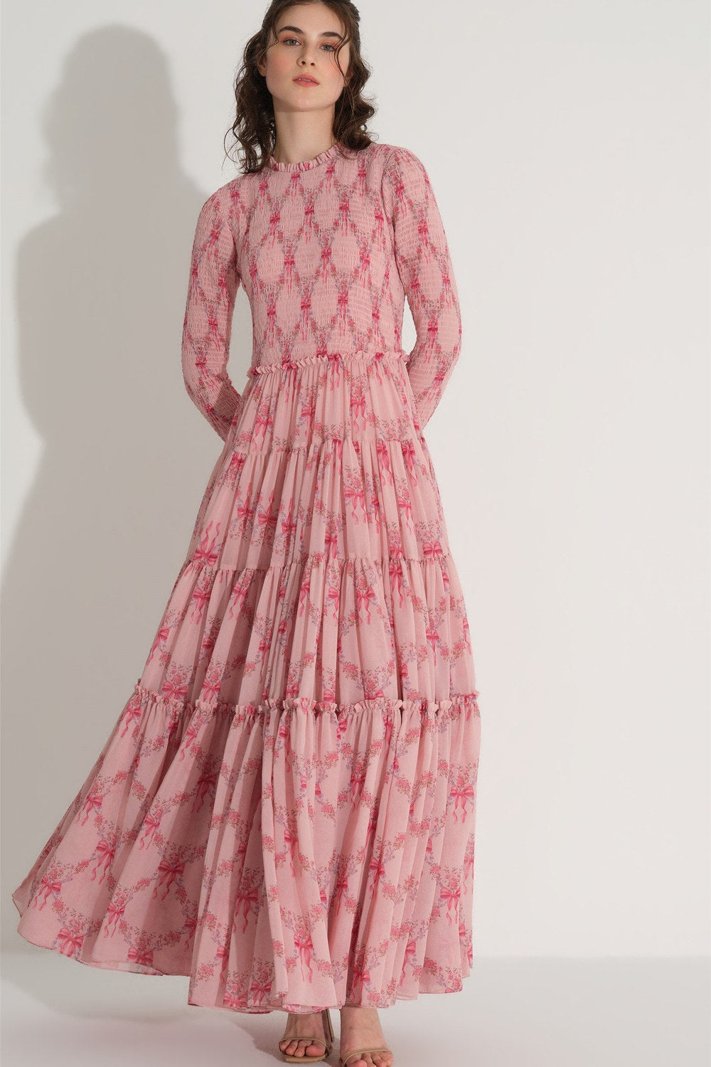 Gipeli Şifon Elbise - Pembe - 2