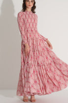 Gipeli Şifon Elbise - Pembe - 4