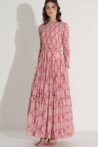Gipeli Şifon Elbise - Pembe - 5