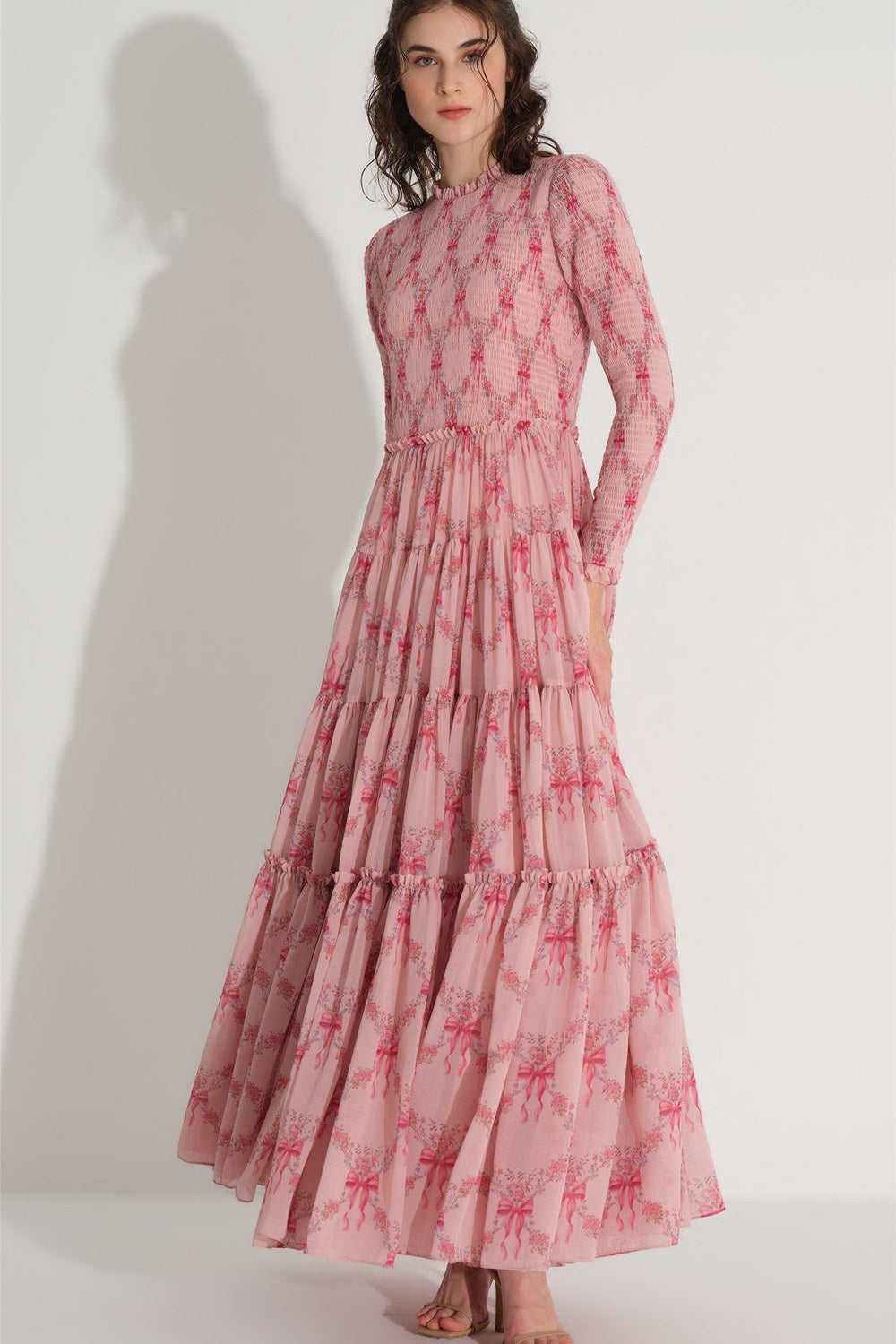 Gipeli Şifon Elbise - Pembe - 6