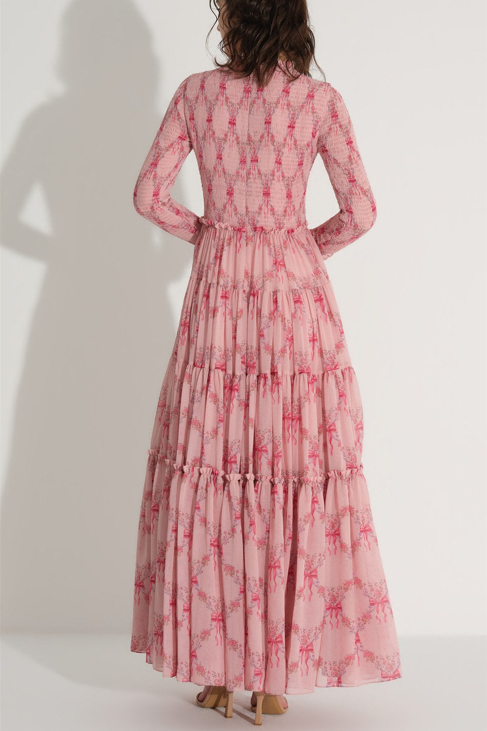 Gipeli Şifon Elbise - Pembe - 8