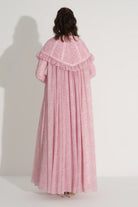 Üstü Takma Pelerinli Şifon Elbise - Pembe - 5