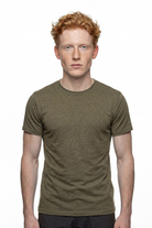 Soft Tees Basic T-Shirt %100 Pamuk Haki Melanj - 1