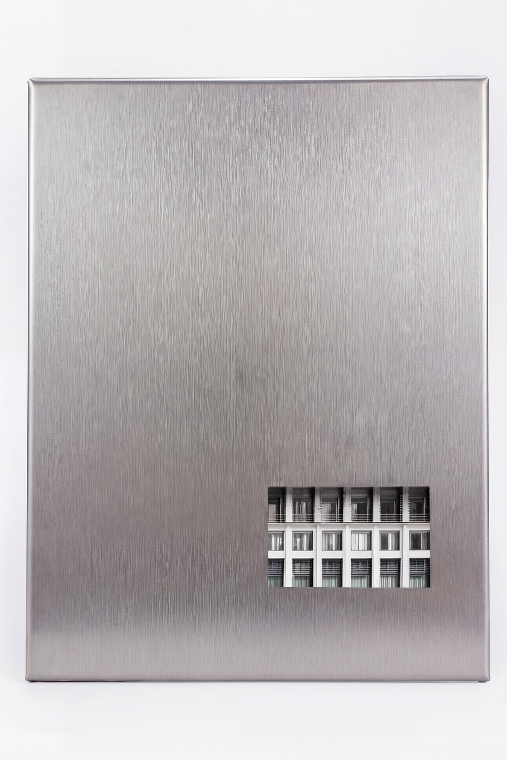 Fırçalanmış Çelik Fotoğraf Paneli, Tek Kare Açıklıklı - 25x25 Cm - 5