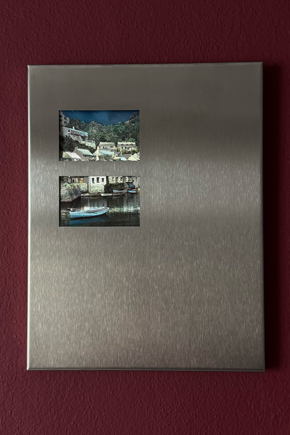 Fırçalanmış Çelik Dikdörtgen Fotoğraf Paneli, Çift Dikdörtgen Açıklıklı - 23x30 Cm - 0