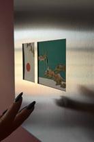 Fırçalanmış Çelik Kare Fotoğraf Paneli, Çift Açıklıklı - 30x30 Cm - 1