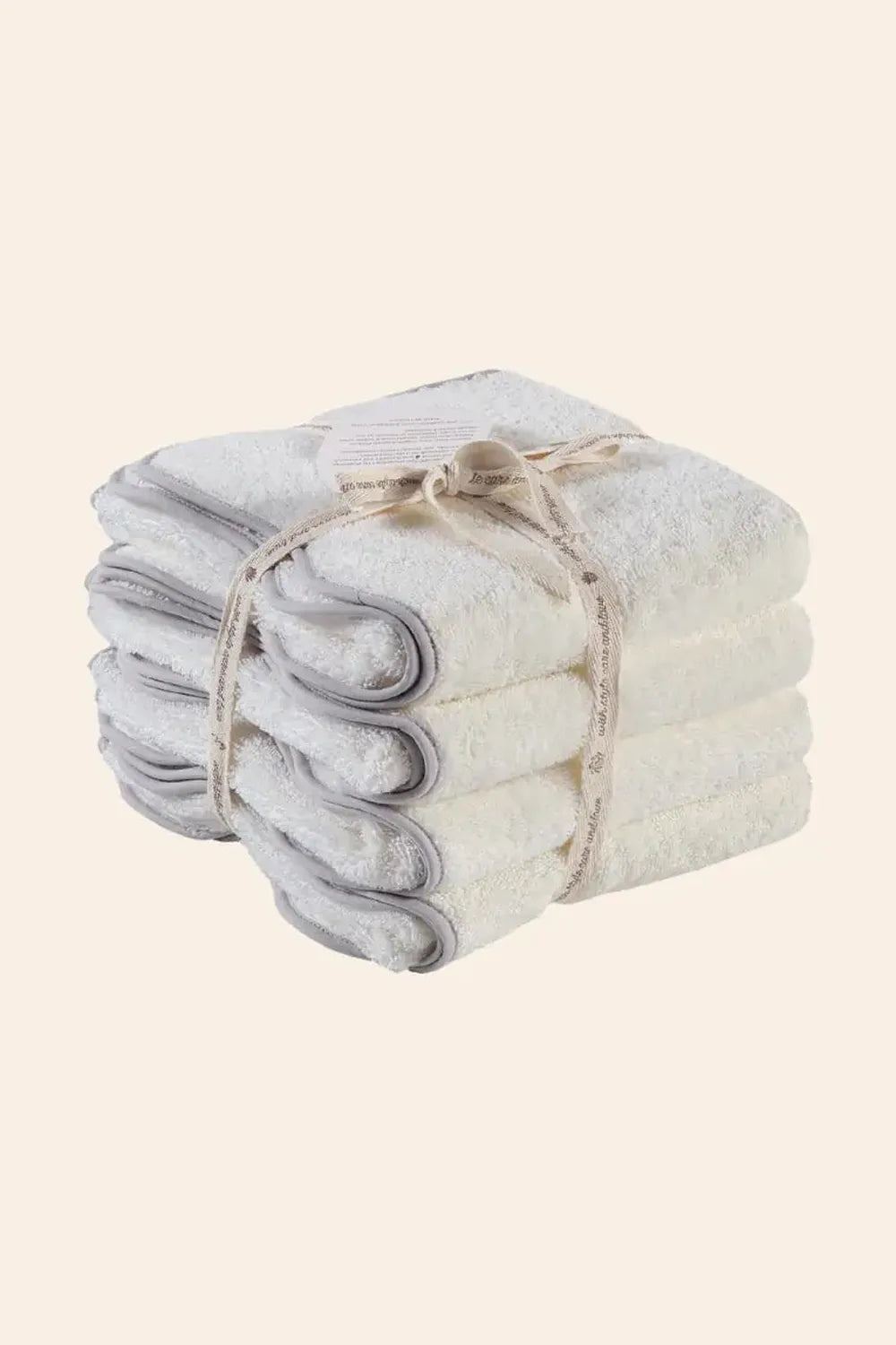 Scallop %100 Pamuk Havlu Seti Ecru+Stone Gray - 2