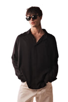Belmondo Kumaş Oversize Siyah Gömlek - 5