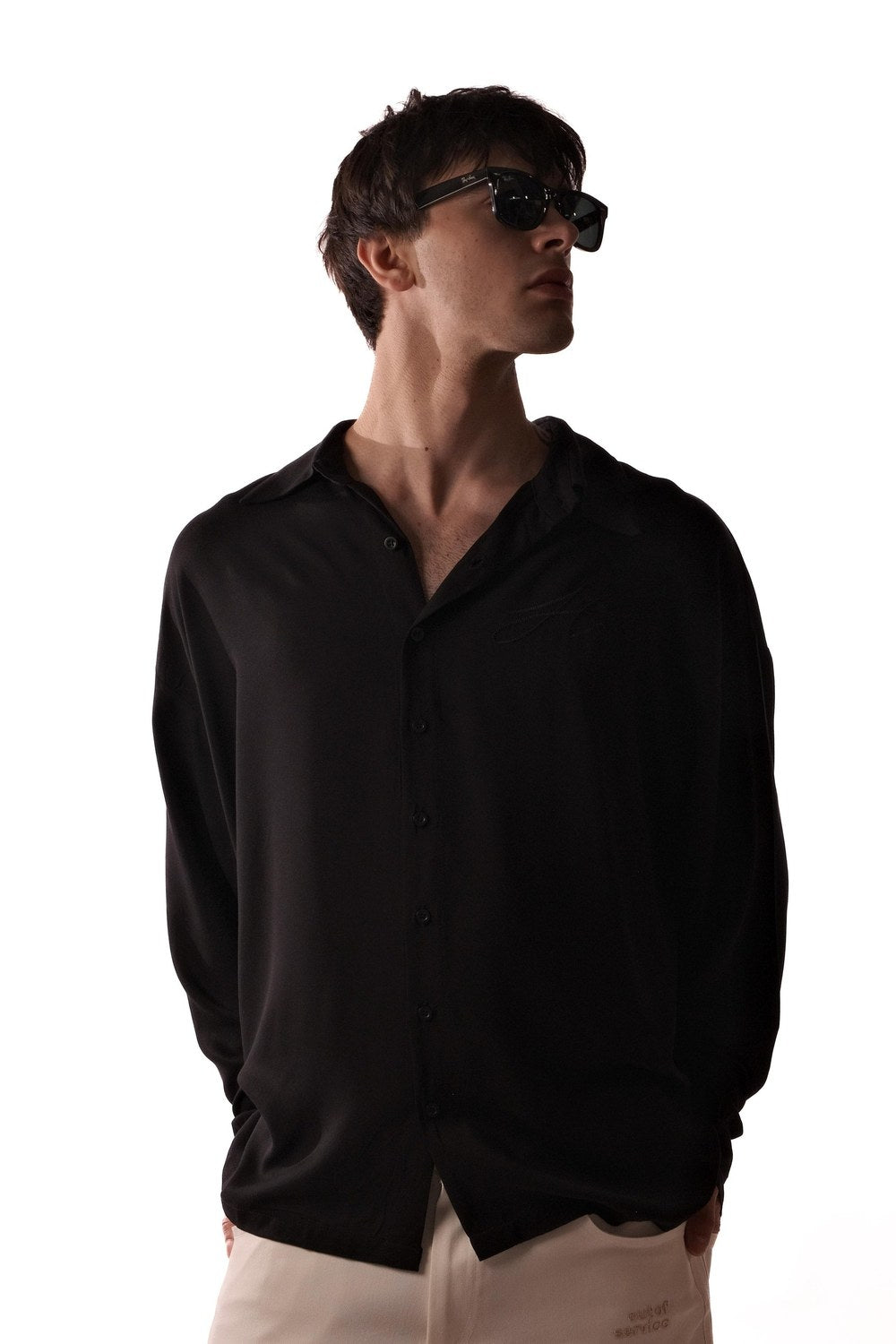 Belmondo Kumaş Oversize Siyah Gömlek - 7