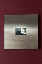 Fırçalanmış Çelik Kare Fotoğraf Paneli, Merkezi Açıklıklı - 25x25 Cm - 0