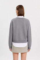 Gömlek Katmanlı Sweatshirt, Gri - 2