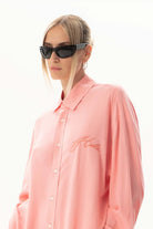 Morcote Oversize Toz Pembe Gömlek - 3