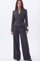 Sterling Kemerli Blazer Ceket, Füme - 0