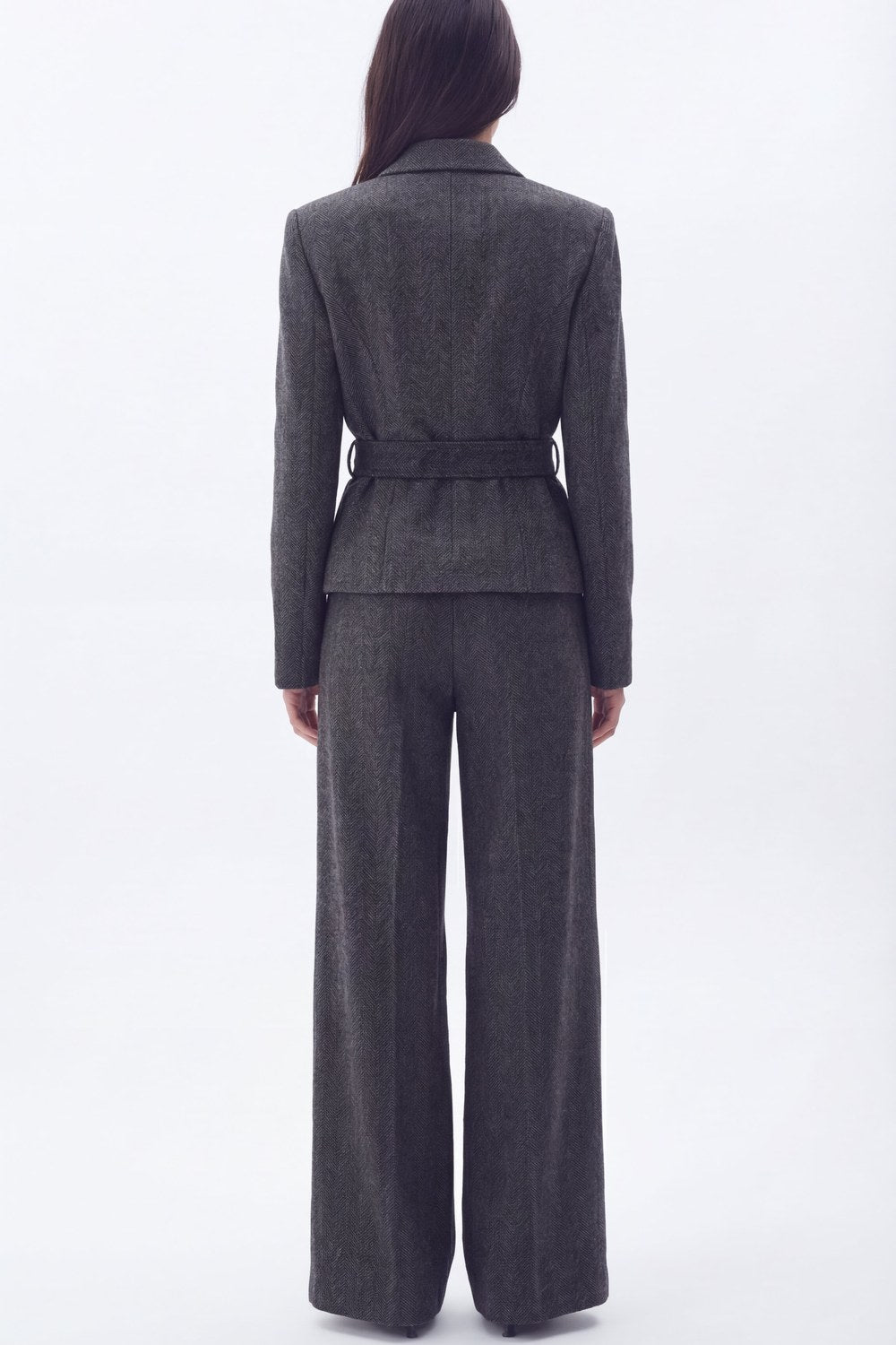 Sterling Kemerli Blazer Ceket, Füme - 1