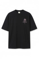 Gül Grafik Baskılı Oversize T-Shirt, Siyah - 2