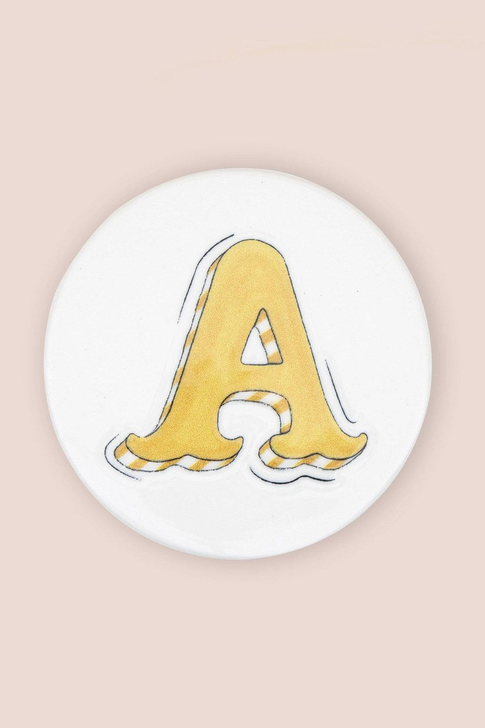 A Harfi Desenli Seramik Bardak Altlığı, 10 Cm - 4