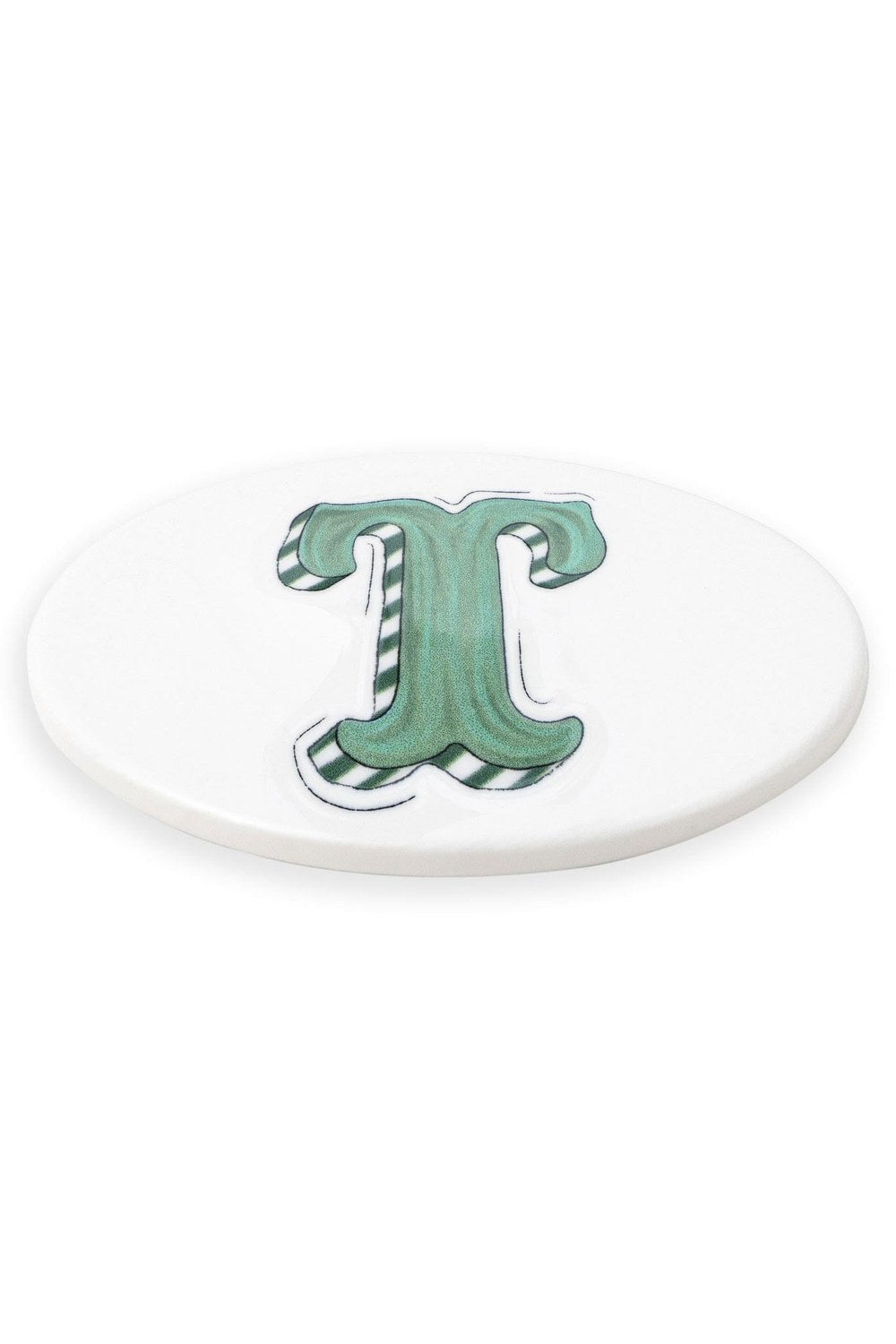 T Harfi Desenli Seramik Bardak Altlığı, 10 Cm - 2
