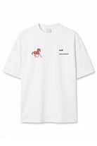 Zebra Logo Baskılı Oversize Tişört, Ekru - 0