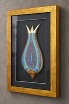 El Yapımı Lale Desenli Seramik Duvar Tablosu, Mavi - 38x26 Cm - 2