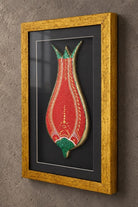 El Yapımı Lale Desenli Seramik Duvar Tablosu, Kırmızı - 43x28 Cm - 2