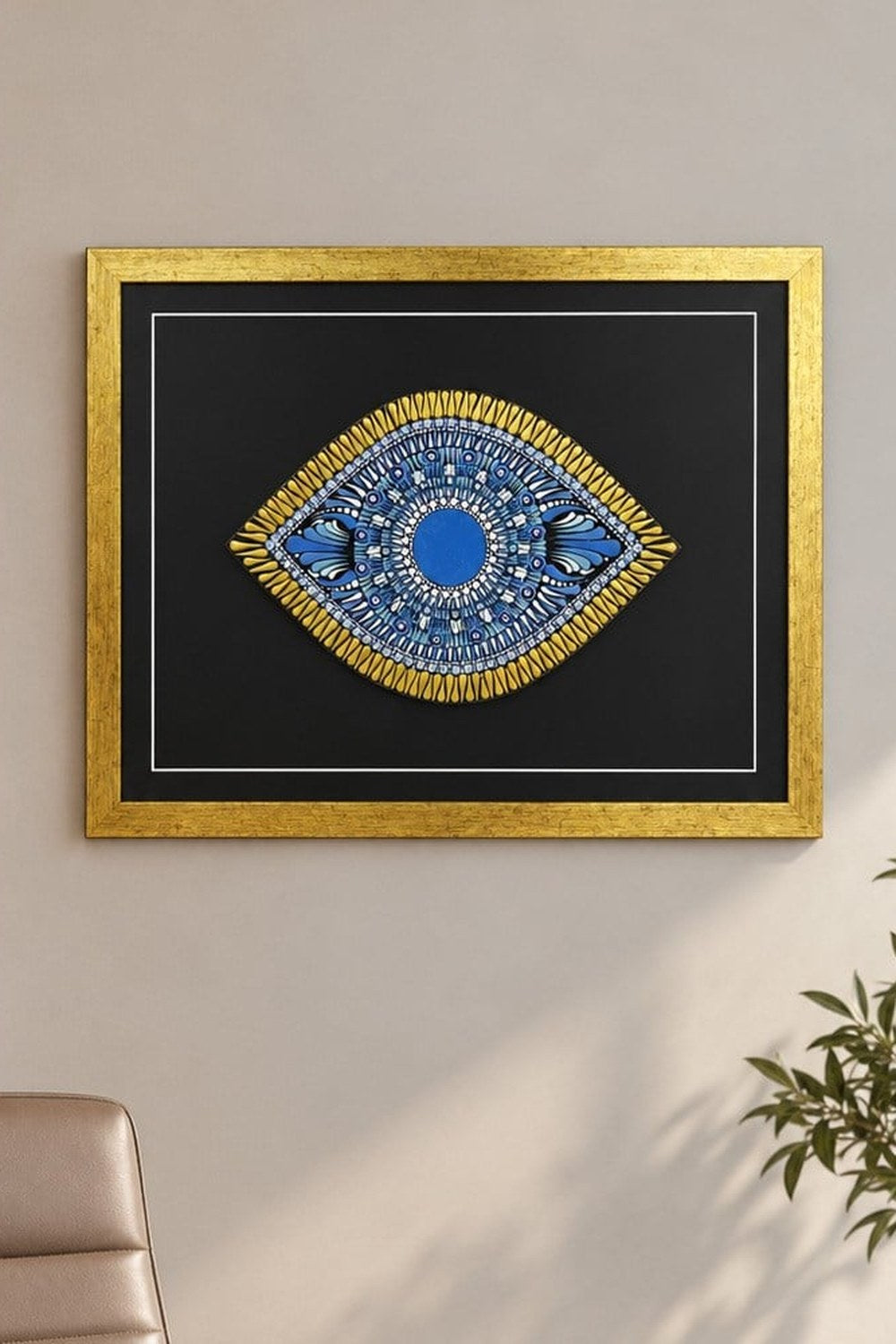 El Yapımı Nazar Desenli Seramik Duvar Tablosu, 40x30 Cm - 2