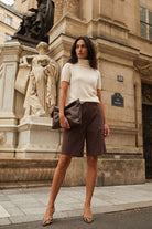 Vera Tencel Bermuda Şort, Kahverengi - 2