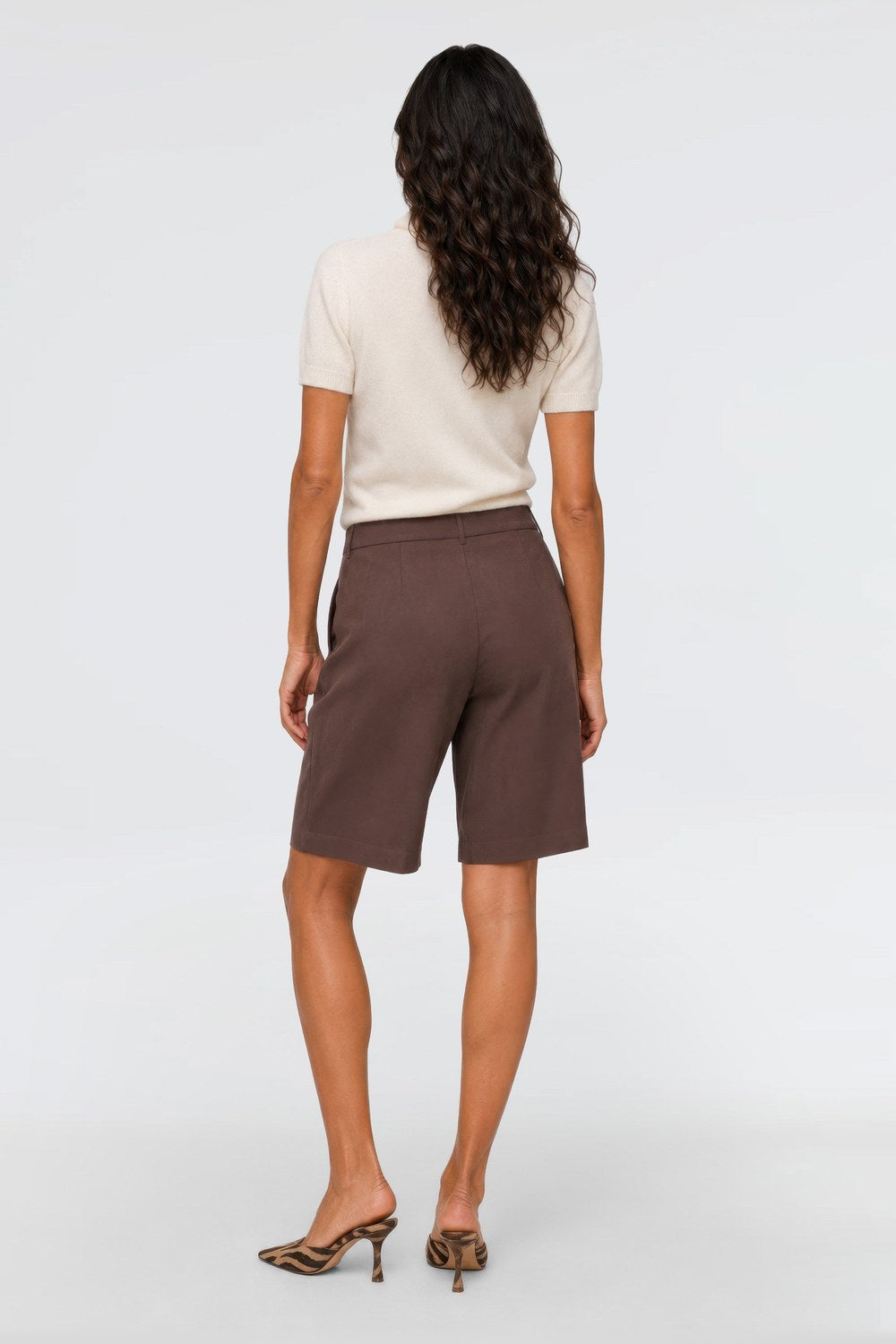 Vera Tencel Bermuda Şort, Kahverengi - 4