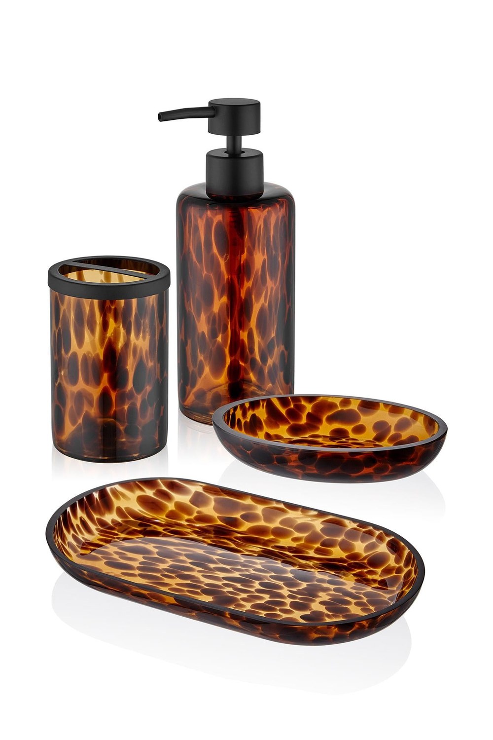 Leo Cam Banyo Seti, Amber - 4 Parça Tepsili - 1