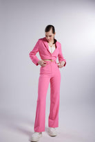 Yüksek Bel Düğme Kapamalı Panky Kumaş Pantolon,Pembe - 4