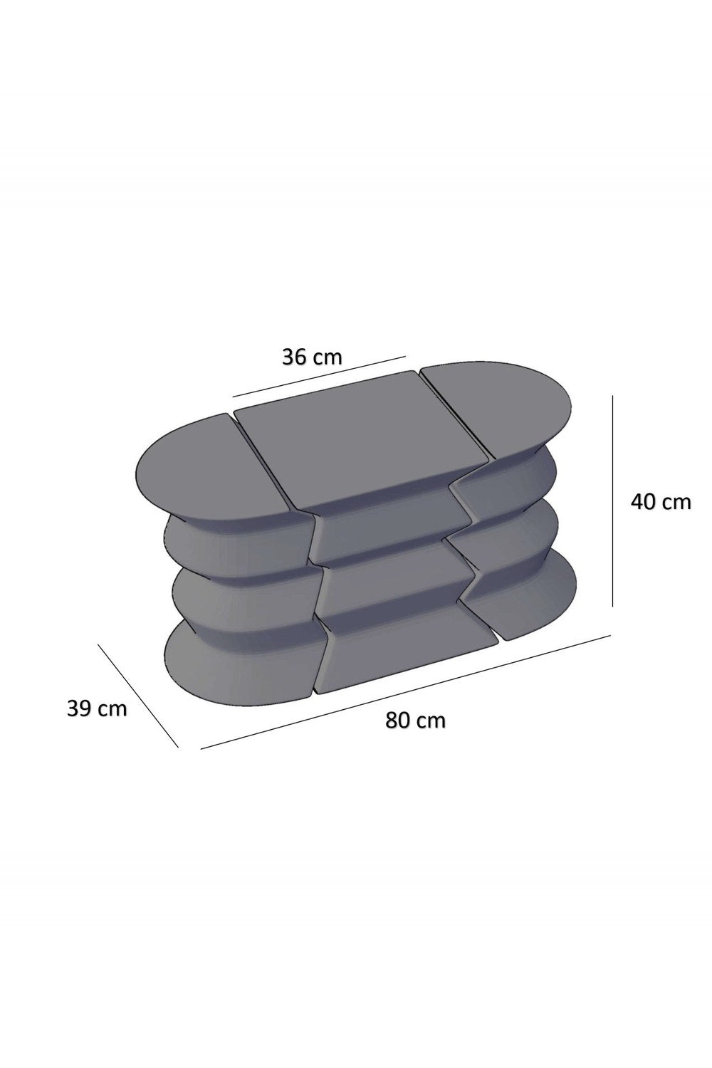 Odina Orta Sehpa, Bazalt Gri - 80x40 Cm - 1