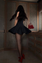 Black Muse Dokuma Balon Etekli Elbise, Siyah - 3