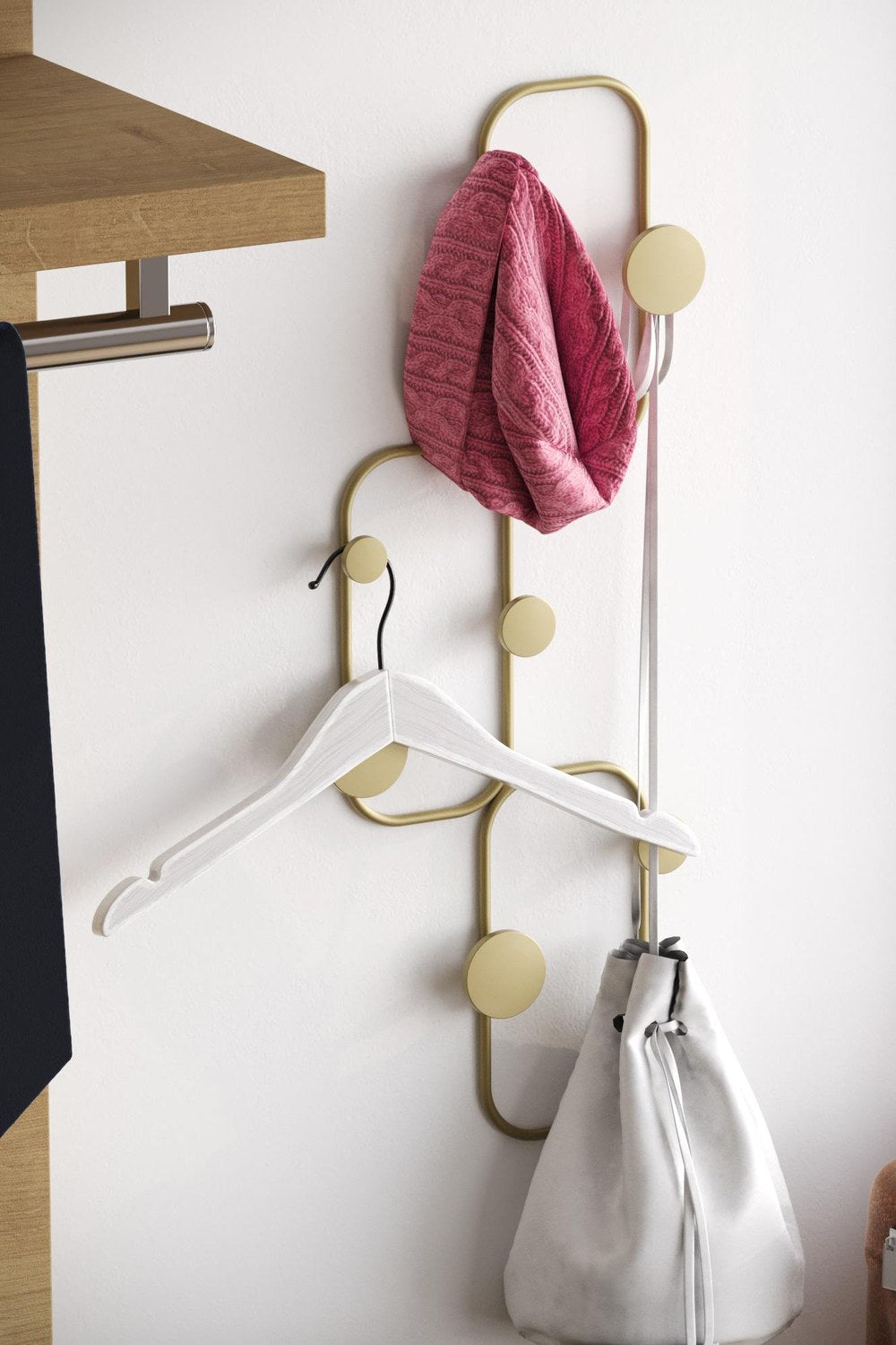 Dekoratif Metal Askılık, Parlak Gold - 28x5x70 Cm - 1