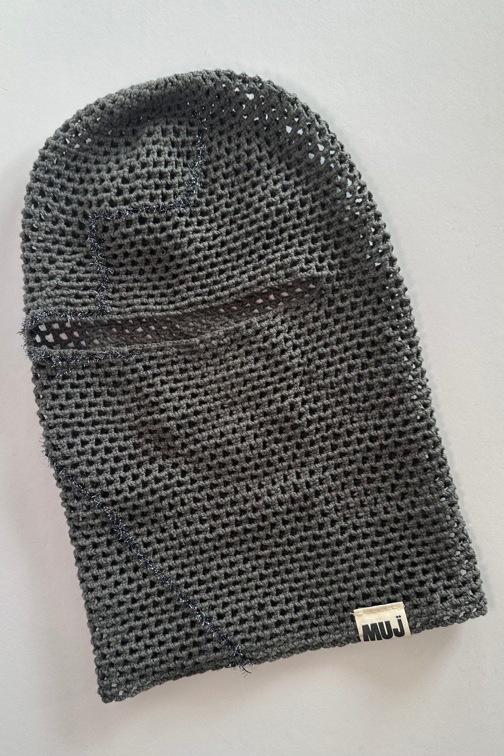 Grey Hand Crocheted Mask - 3