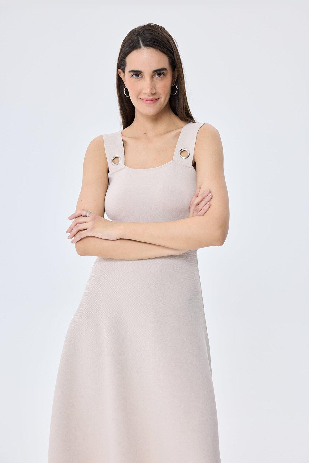 Madison Kadın Yazlık Rayon Triko Elbise Taş - 6