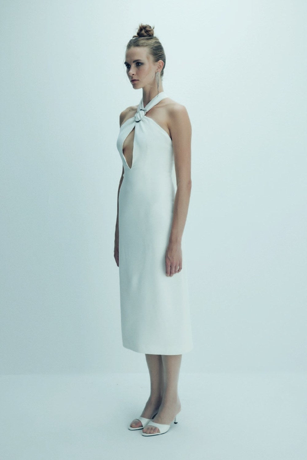 Viana Krep Midi Elbise Vanilla Ice - 6