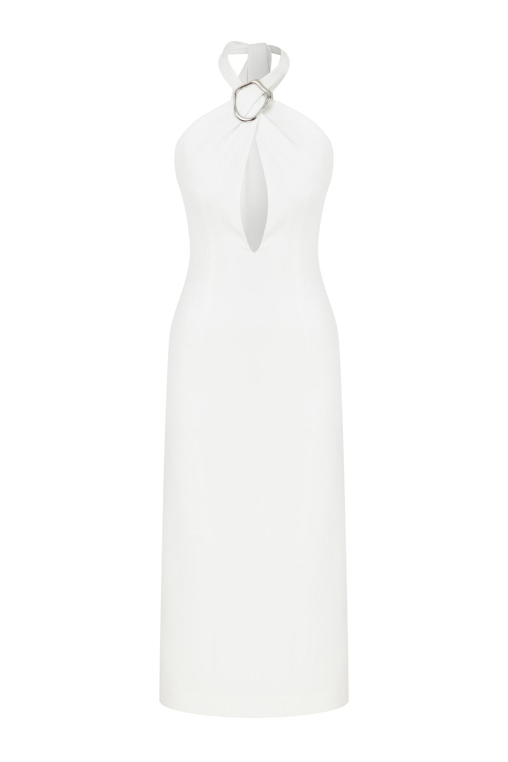 Viana Krep Midi Elbise Vanilla Ice - 8