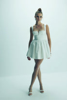 Leanne Saten Mini Elbise Lily White - 5