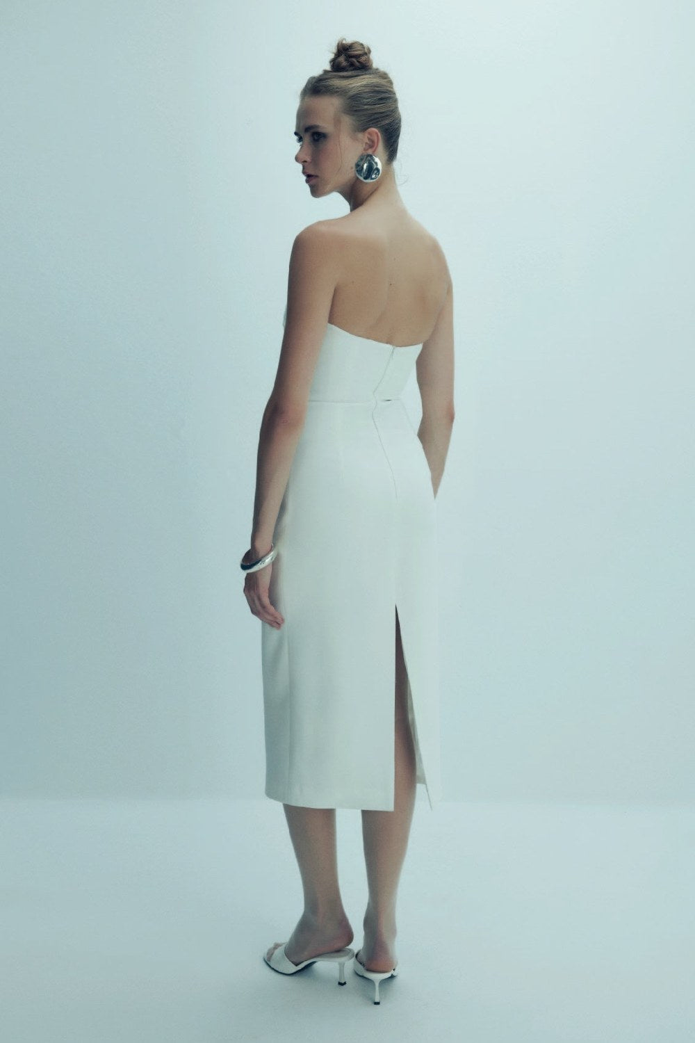 Miora Krep Midi Elbise Vanilla Ice - 3