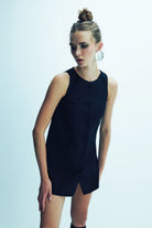 Odette Krep Mini Elbise Black - 0