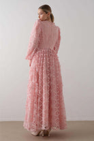 Dantelli Eteği Kabarık Elbise – Pembe - 2