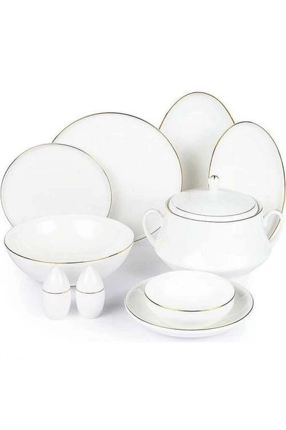 Gold Thin 55 Parça Bone China Porselen Yemek Takımı Dsn048 - 0