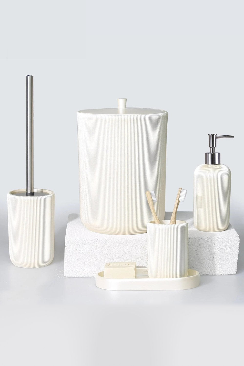 Lydia İnci 5 Parça Polyester Banyo Seti - 2