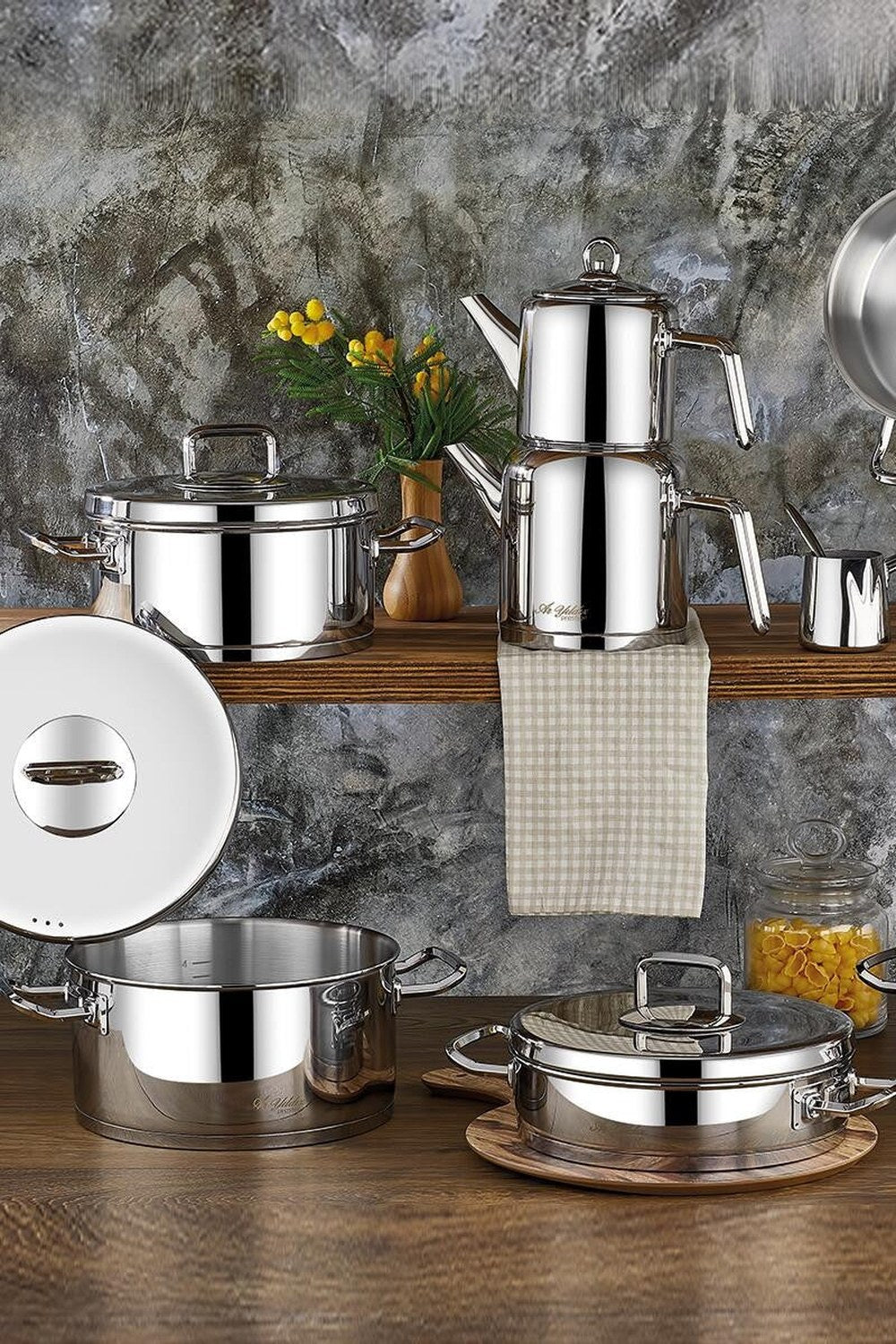 Aryıldız Vento Prestige 20 Parça Ideal Çeyiz Tencere Set Çelik Metal Steel Kapak Ar20867 - 0