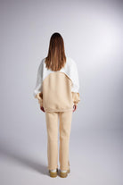 Şardonlu 3 İplik Logolu Oversize Sweatshirt, Bej - 5