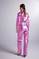 Varak Kaplama Crop Ceket, Pembe - 5