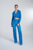 Crop Model Düğme Kapamalı Comfy Crop Gömlek Mavi - 2