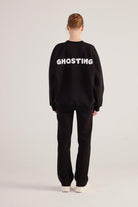 Oversize Kesim Unisex Baskılı Sweatshirt, Siyah - 2