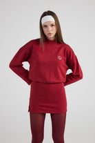 Yırtmaçlı Dokuma Kumaş Mini Claire Elbise Bordo - 0