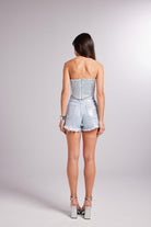 Parlak Kaplamalı Glossy Jean Büstiyer Mavi - 5