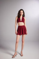 Beli Lastikli Bağlamalı Comfy Büstiyer Bordo - 4